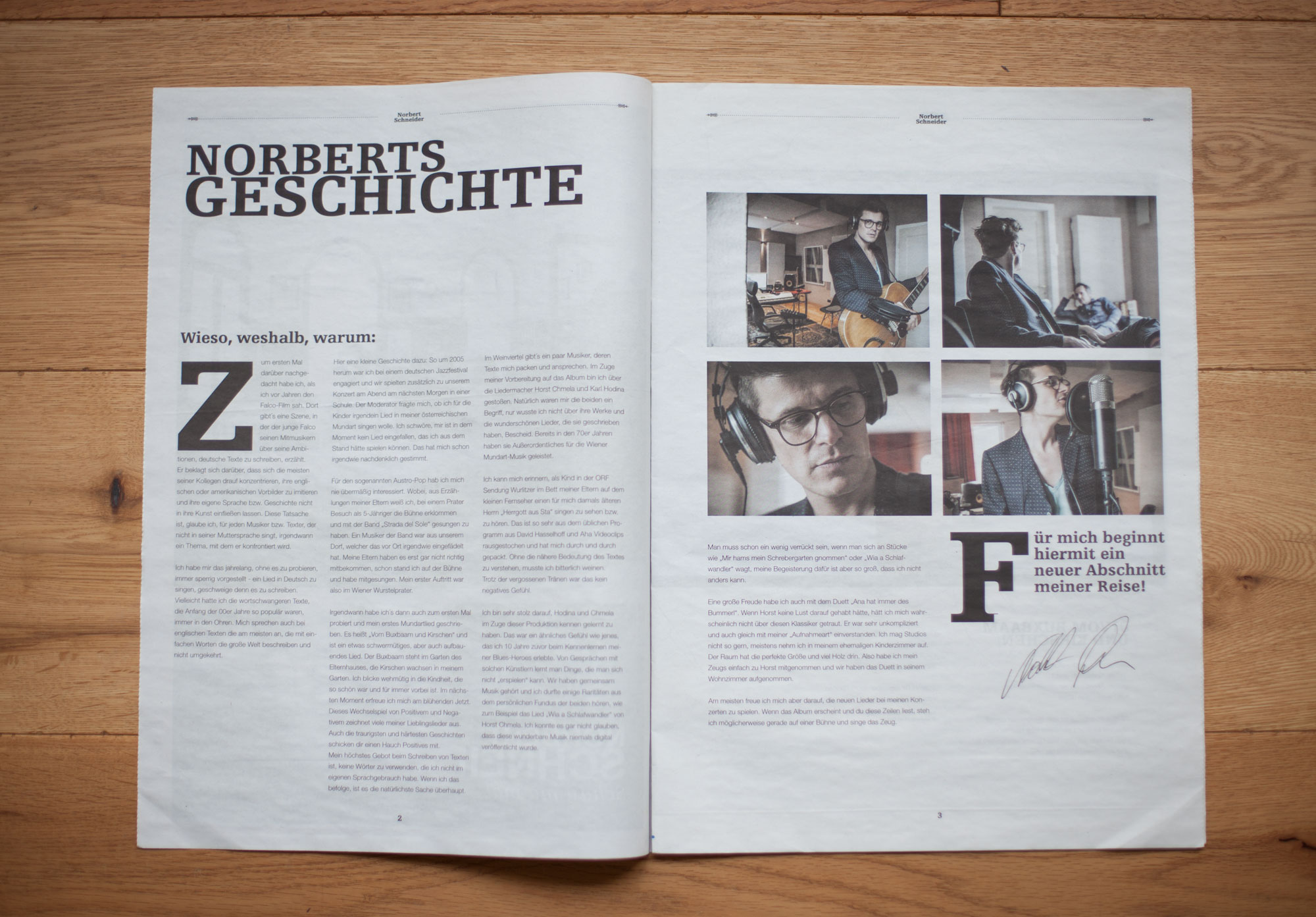 75a Büro für Gestaltung aus Stuttgart entwirft das CD-Booklet des Wiener Musikers in Form einer Zeitung