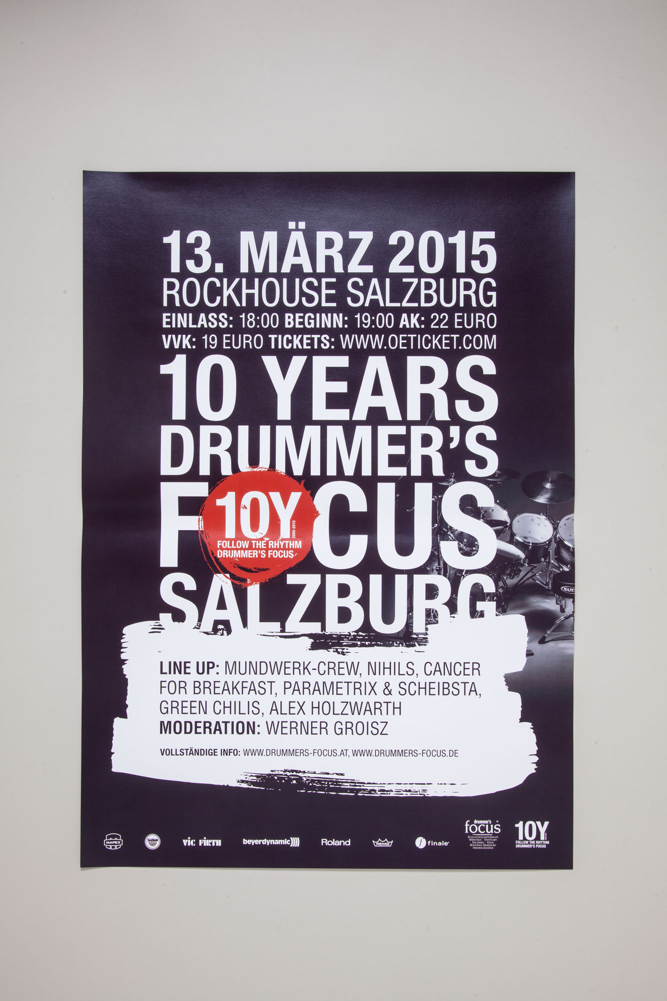 75a Büro für Gestaltung aus Stuttgart gestaltet die Drucksachen für 10Y drummer's focus Salzburg