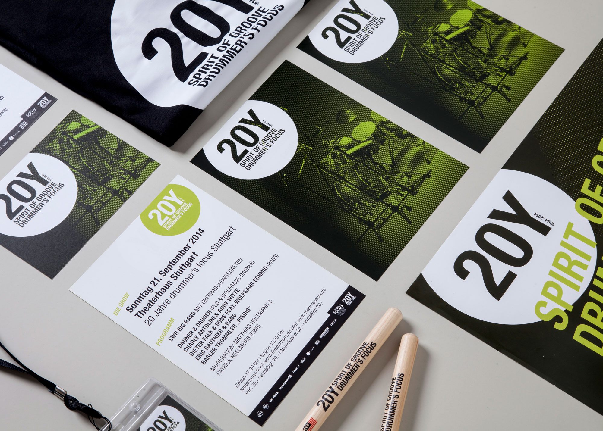 75a Büro für Gestaltung aus Stuttgart gestaltet die Drucksachen für 20Y drummer's focus Stuttgart