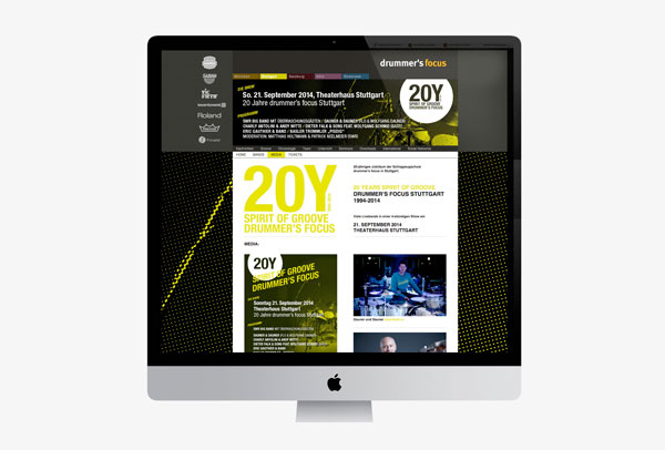 75a Büro für Gestaltung aus Stuttgart gestaltet die Website für 20Y drummer's focus Stuttgart
